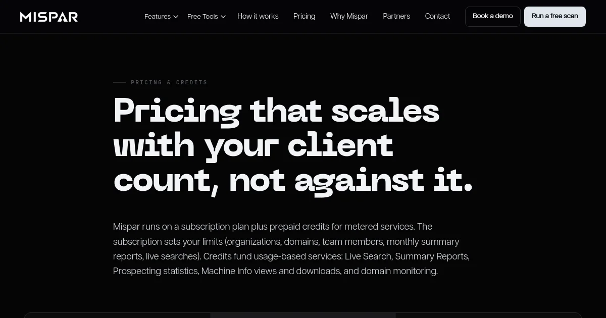 Mispar pricing page