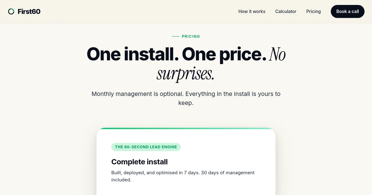 First60 pricing page