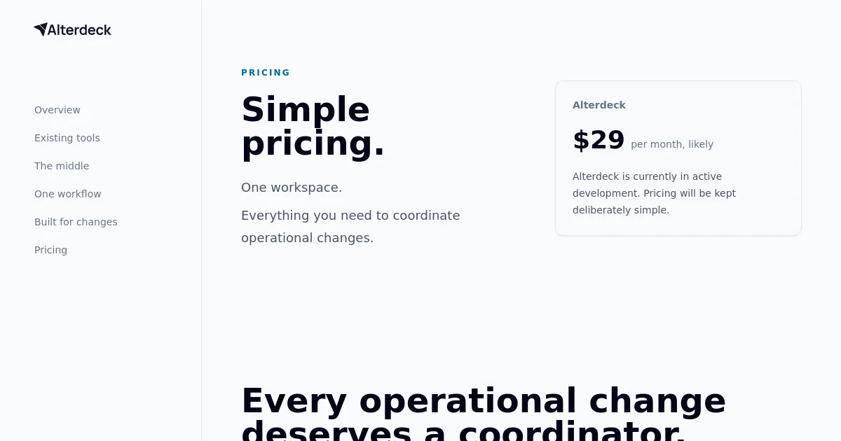 Alterdeck pricing page