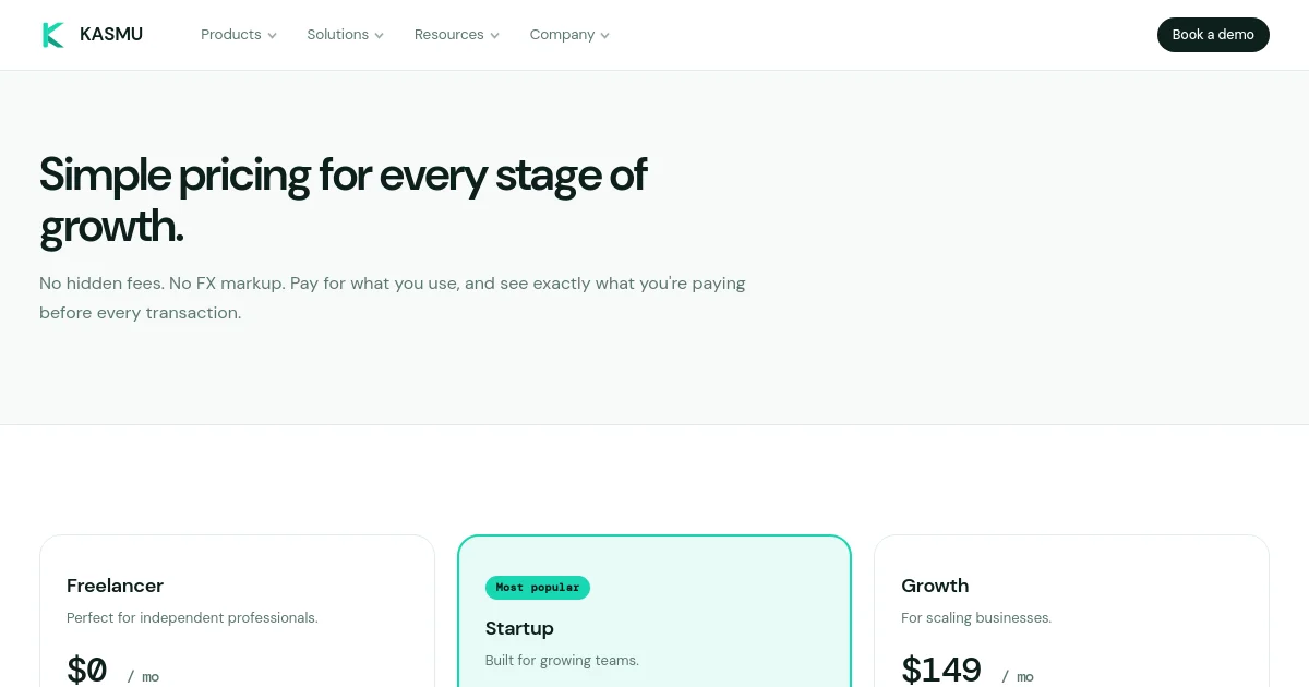 Kasmu pricing page