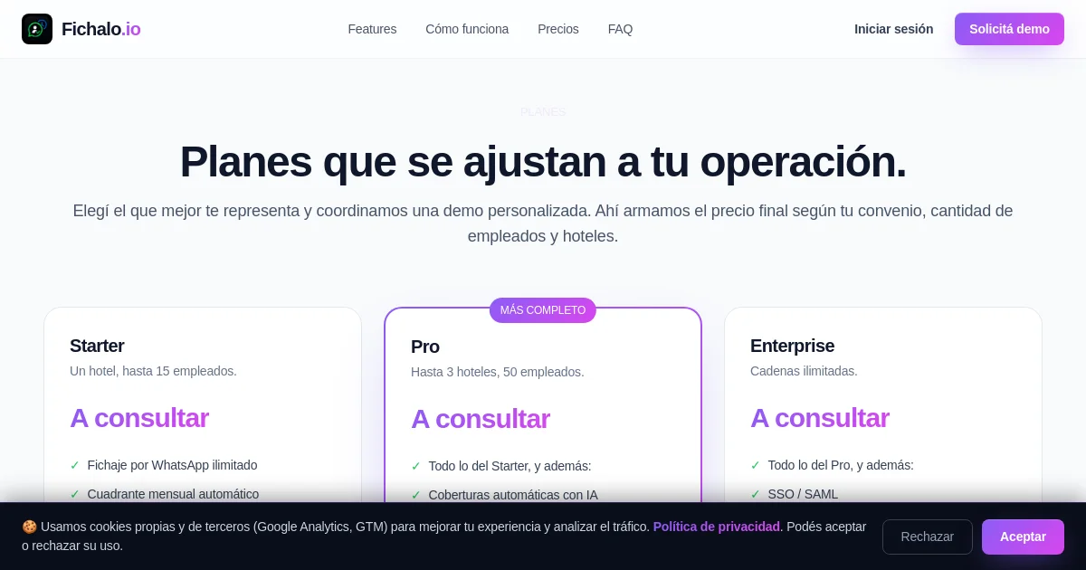 Fichalo pricing page