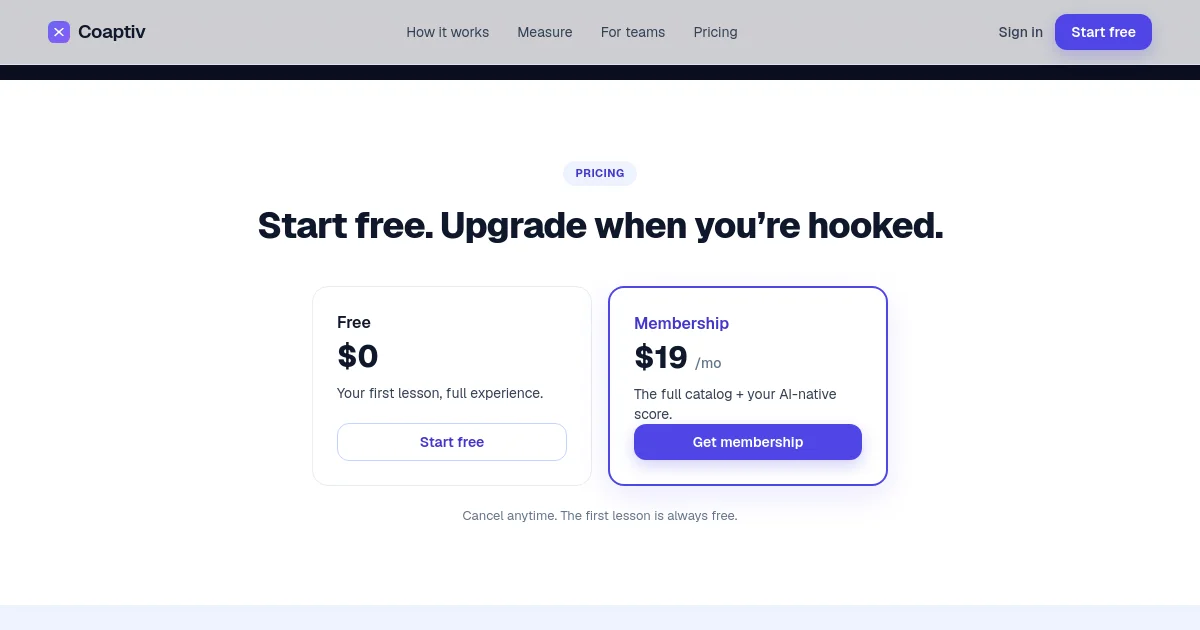 Coaptiv pricing page
