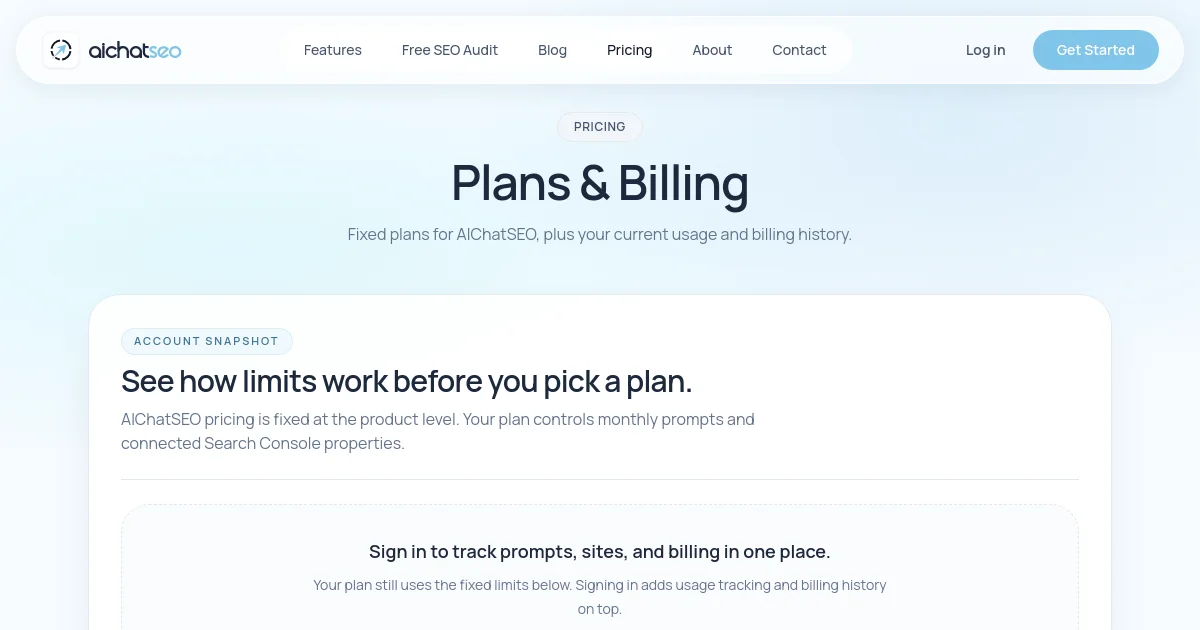 AiChatSeo pricing page