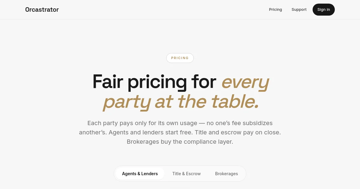 Orcastrator pricing page
