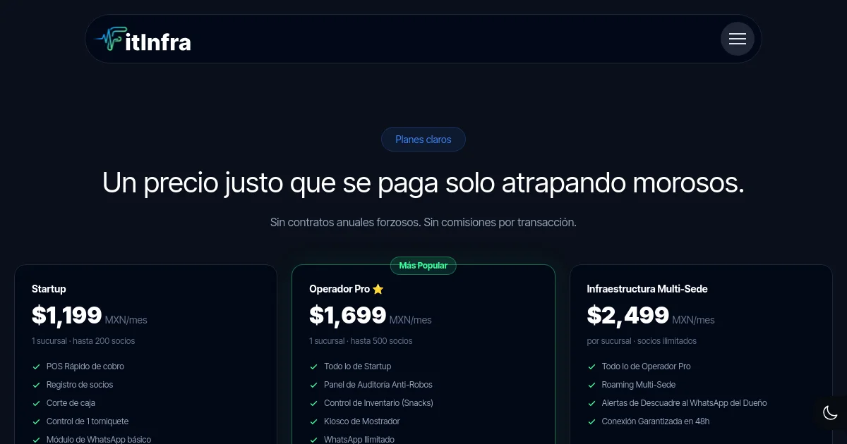 Fitinfra pricing page