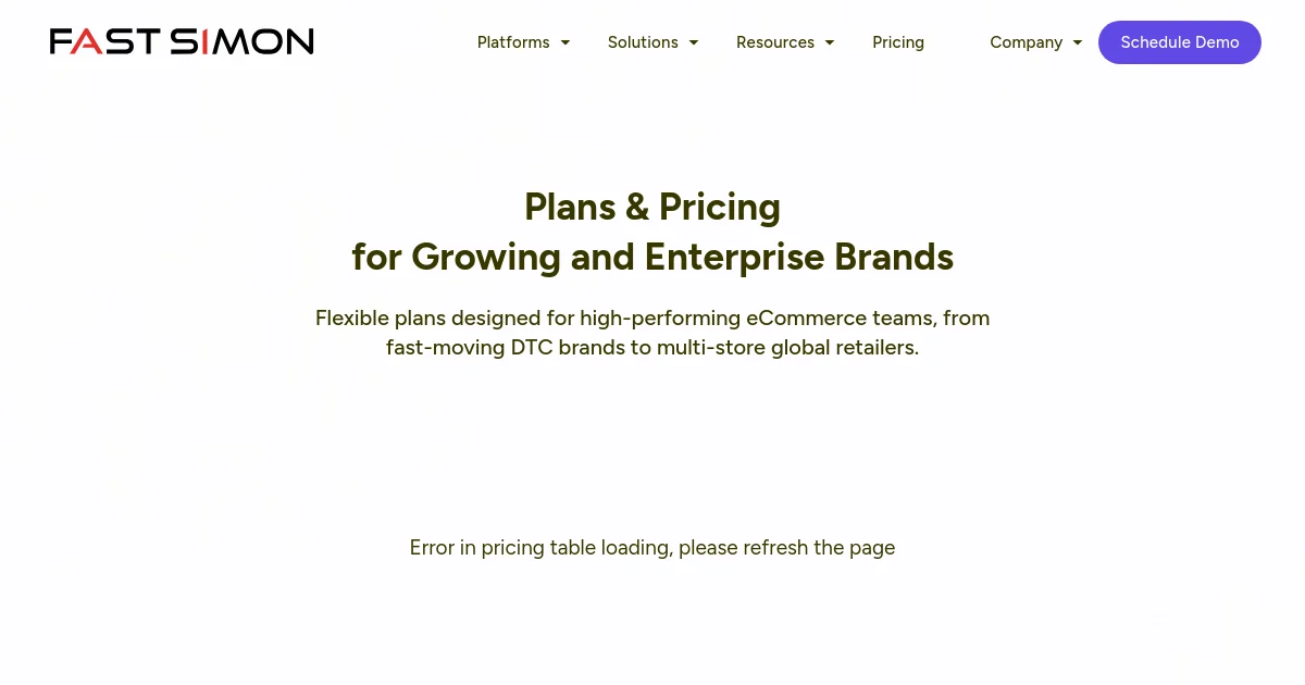 FastSimon pricing page