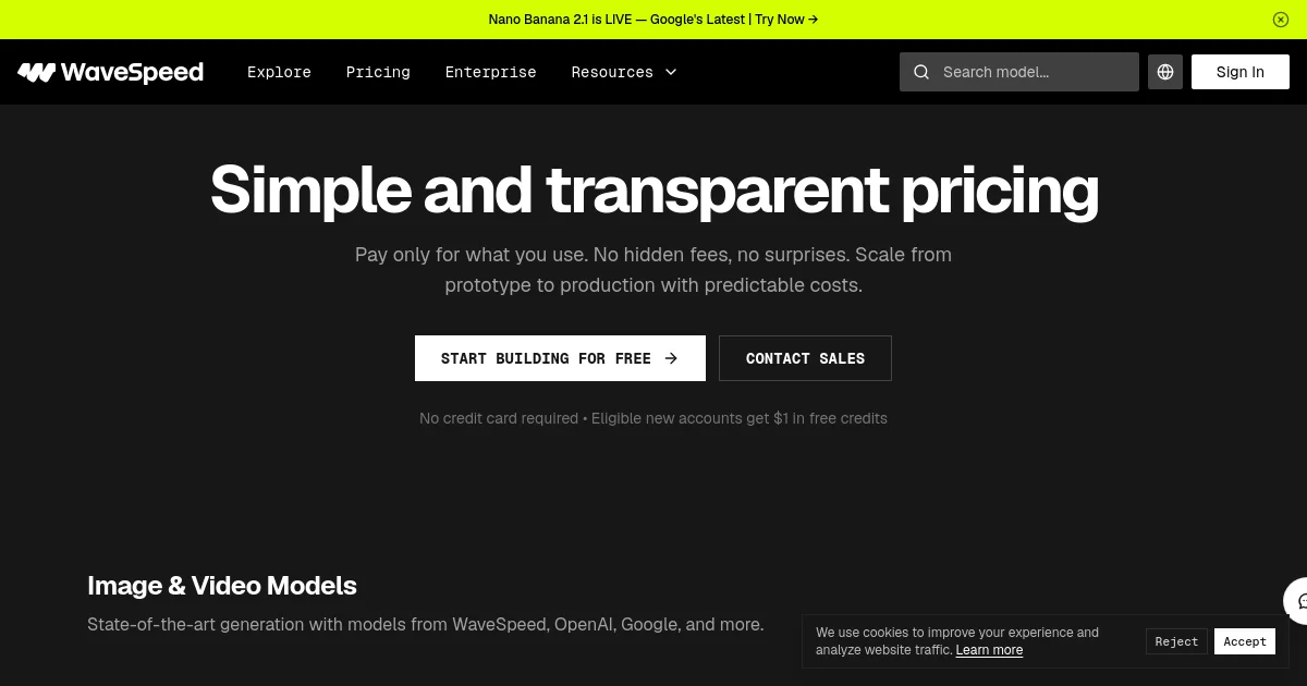 WaveSpeedAI pricing page
