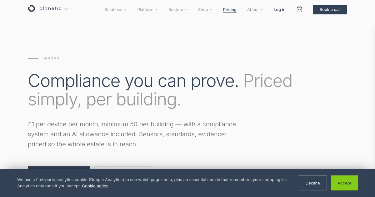Planetic pricing page