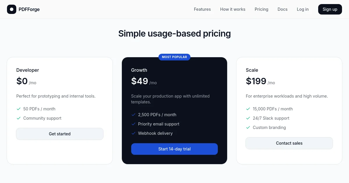 Pdfforge pricing page
