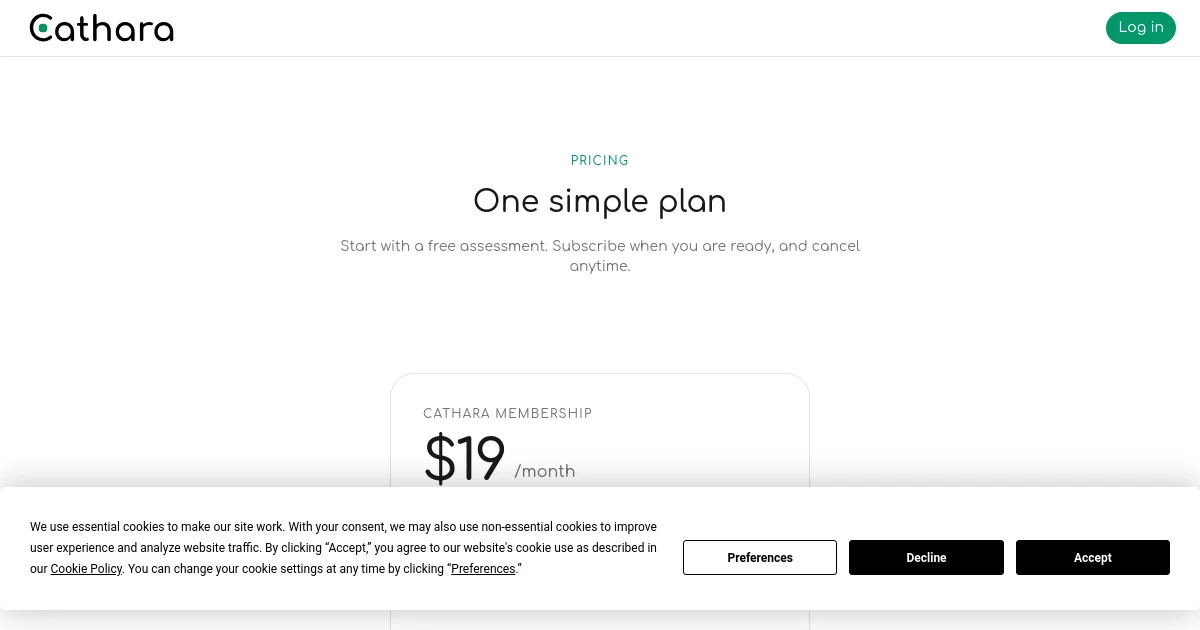Cathara pricing page
