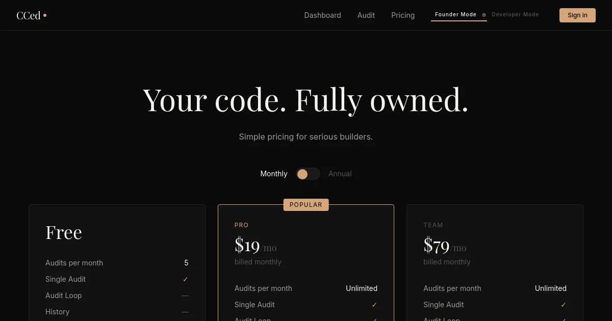 Cced pricing page