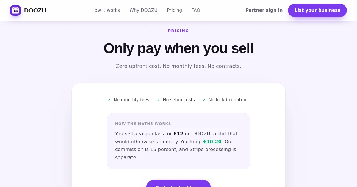 Doozu pricing page