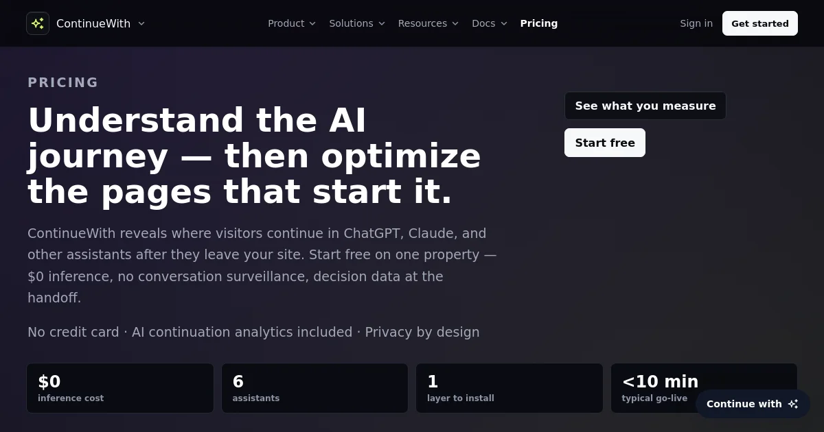 Continuewith pricing page