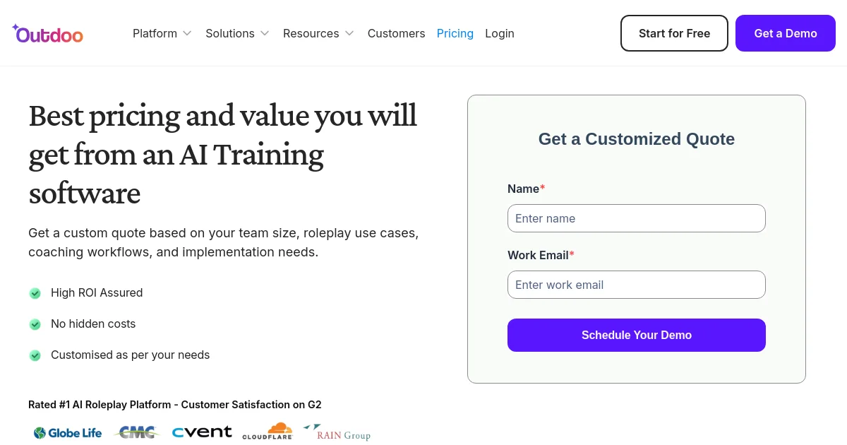 Outdoo AI pricing page