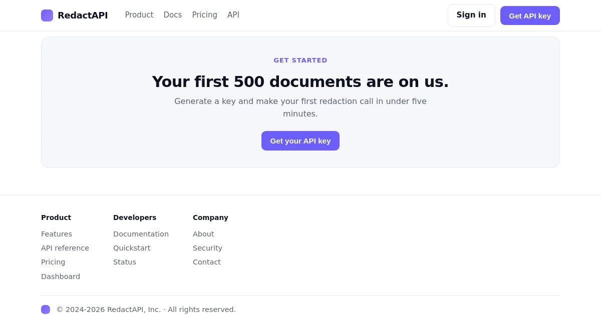 Redactapi pricing page