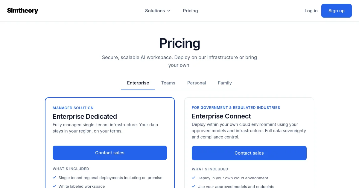 Simtheory pricing page