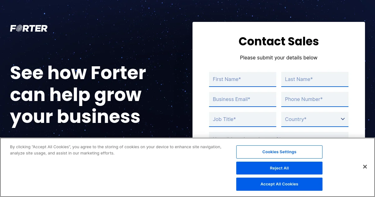 Forter pricing page