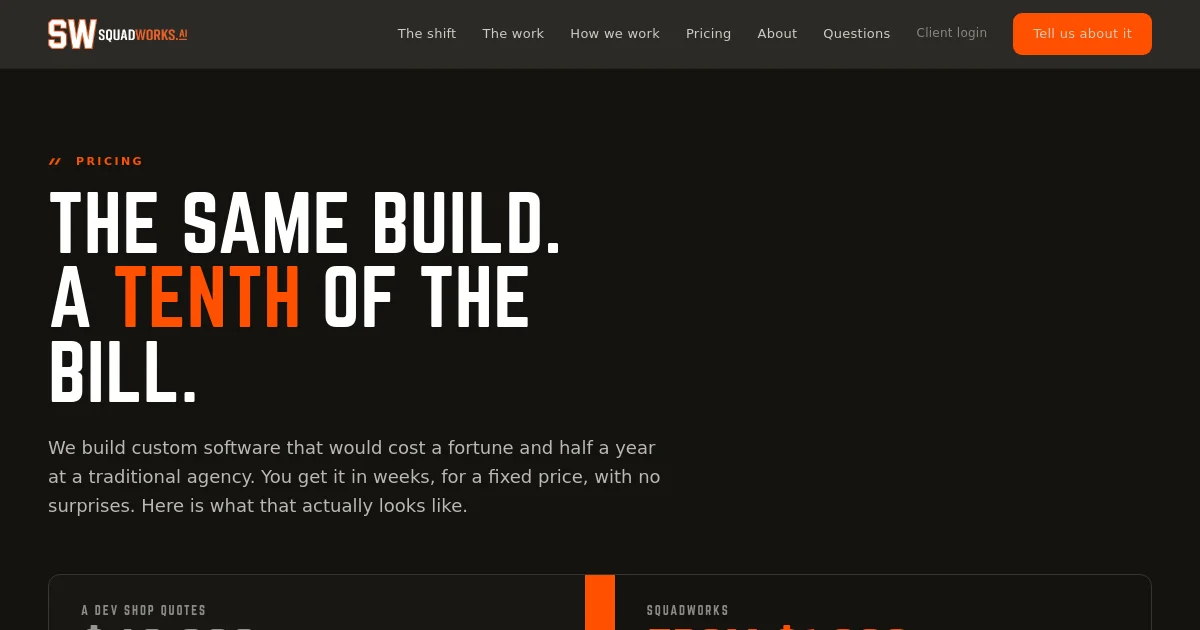 Squadworks pricing page