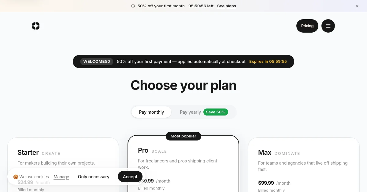 Horizonx pricing page