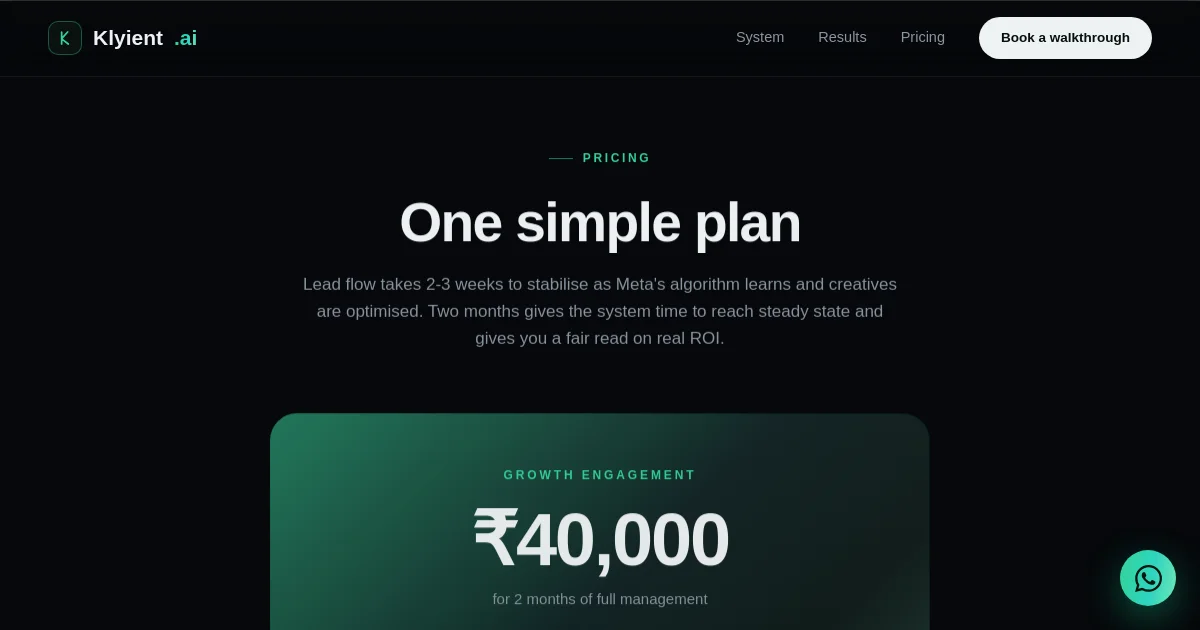 Klyient pricing page