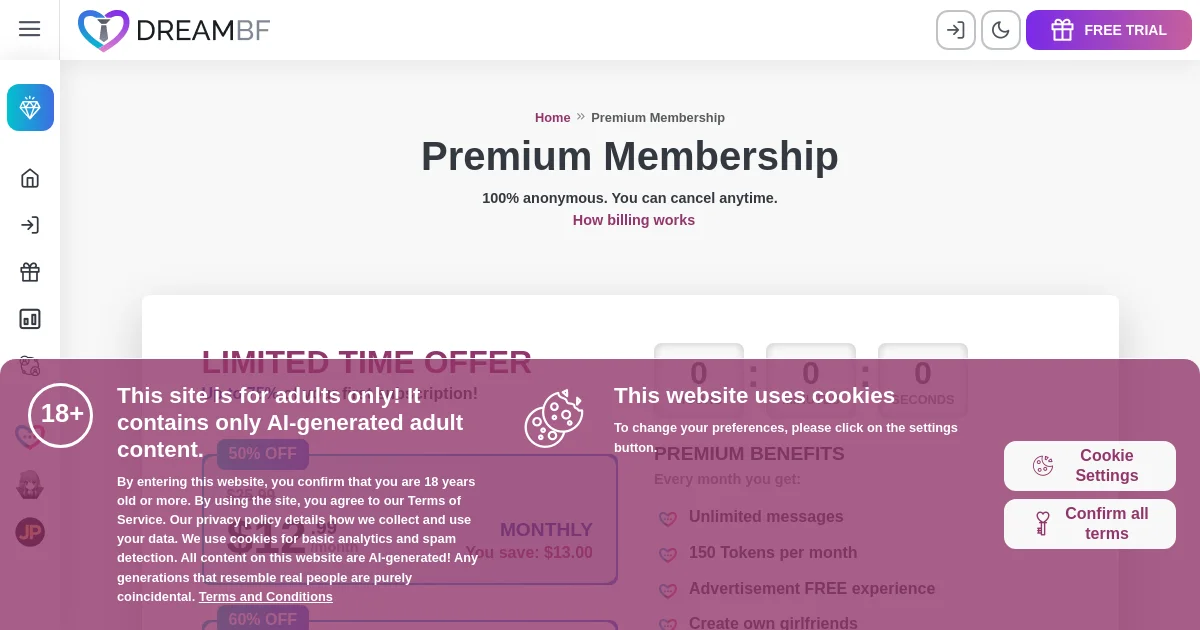 The Best AI Boyfriend Generator pricing page