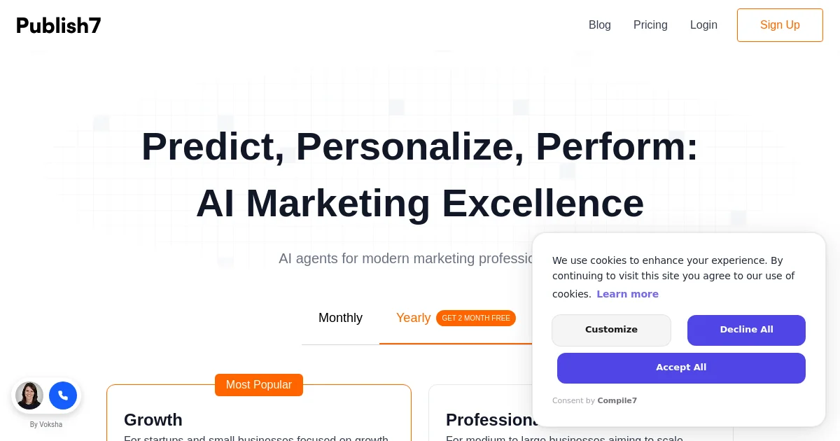 Publish7 pricing page