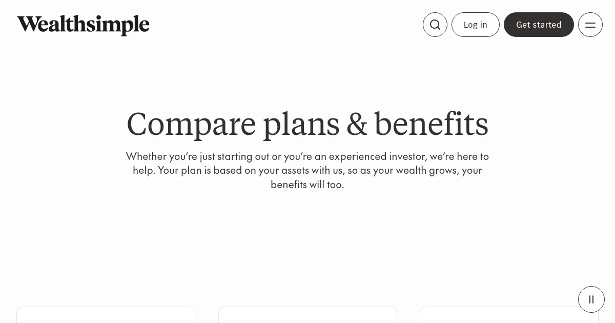 Wealthsimple Inc. pricing page