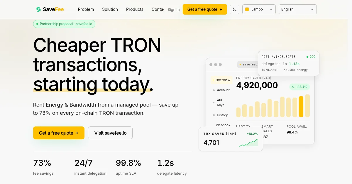 Savefee pricing page