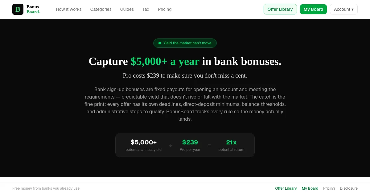 Bonusboard pricing page