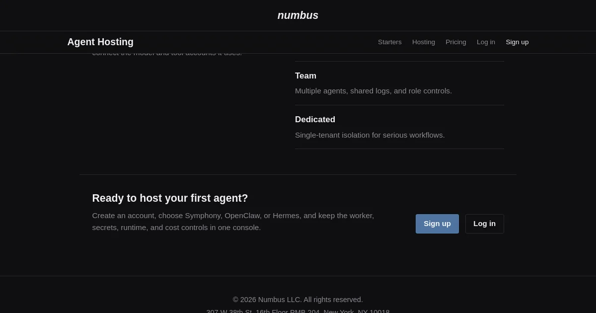 Numbus pricing page