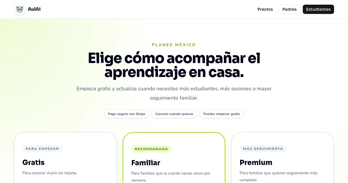 Aulai pricing page