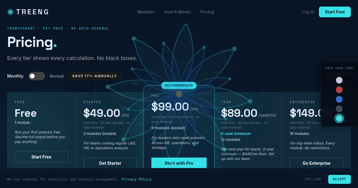 Treeng pricing page