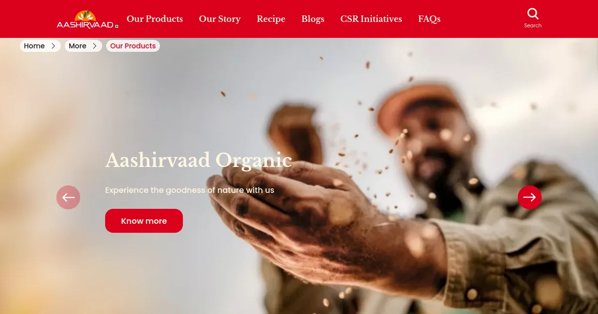 Aashirvaad pricing page