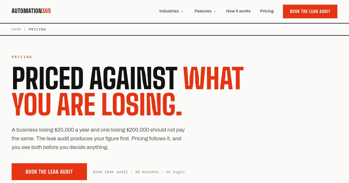 Automation365 LTD pricing page