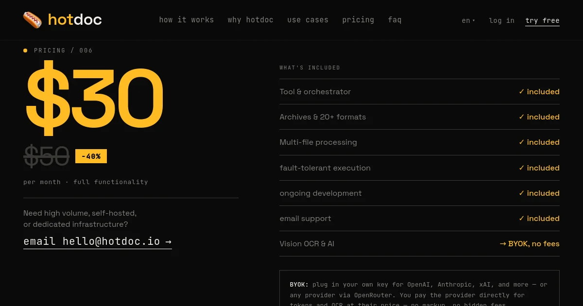 Hotdoc pricing page