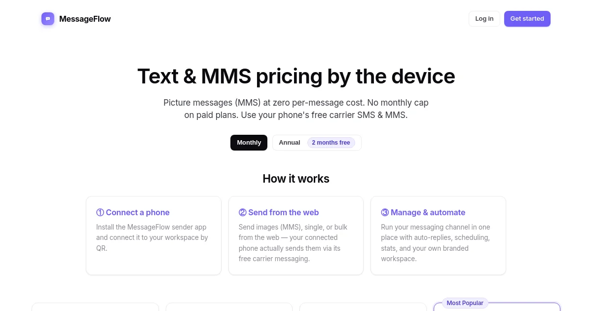Messageflow pricing page