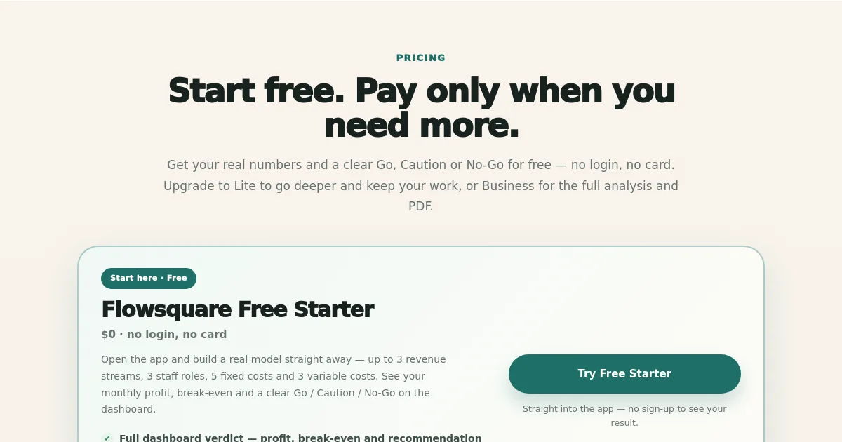 Flowsquare pricing page