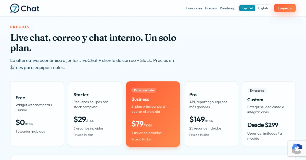 7chat pricing page