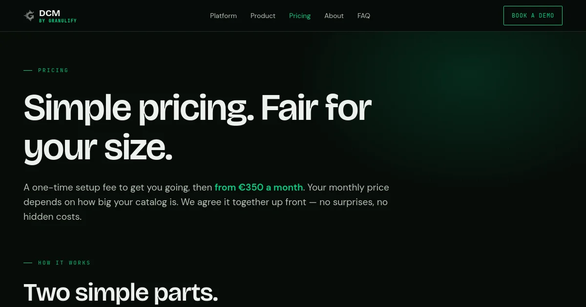 Granulify pricing page