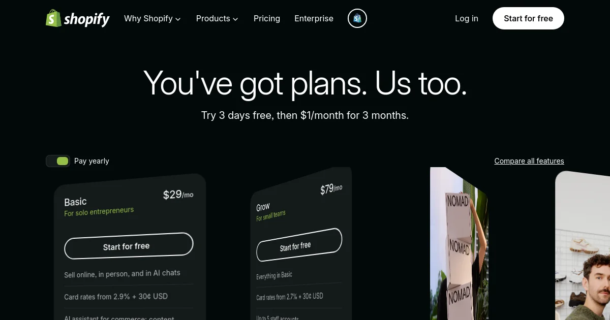 Shopifyapi pricing page