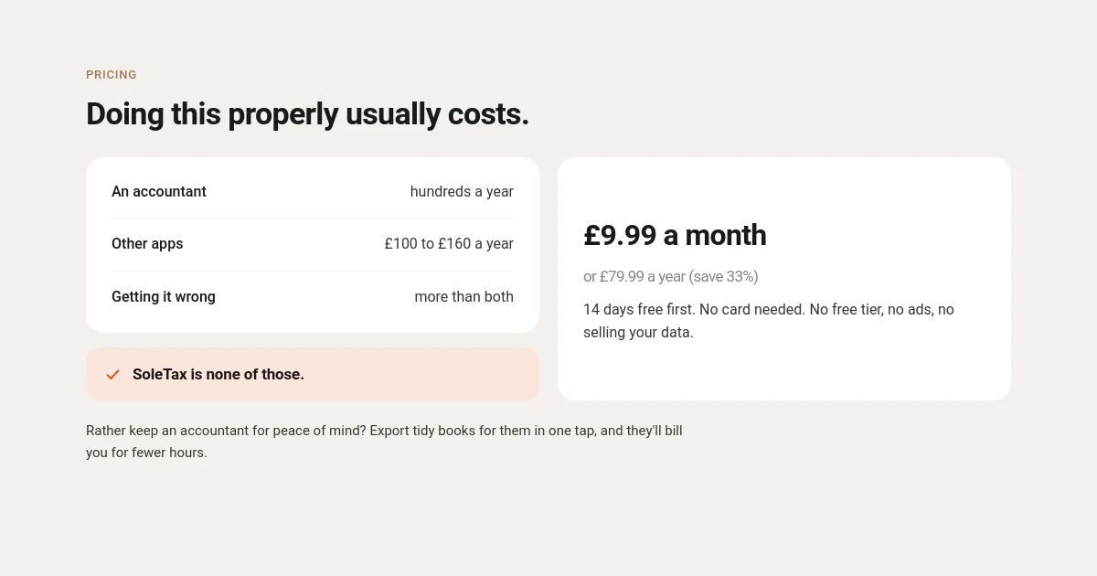 Soletax pricing page