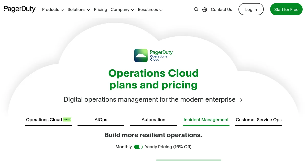 PagerDuty pricing page