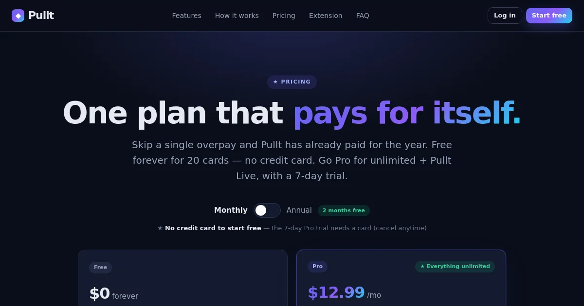 Pullt pricing page