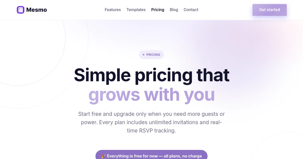 Mesmo pricing page