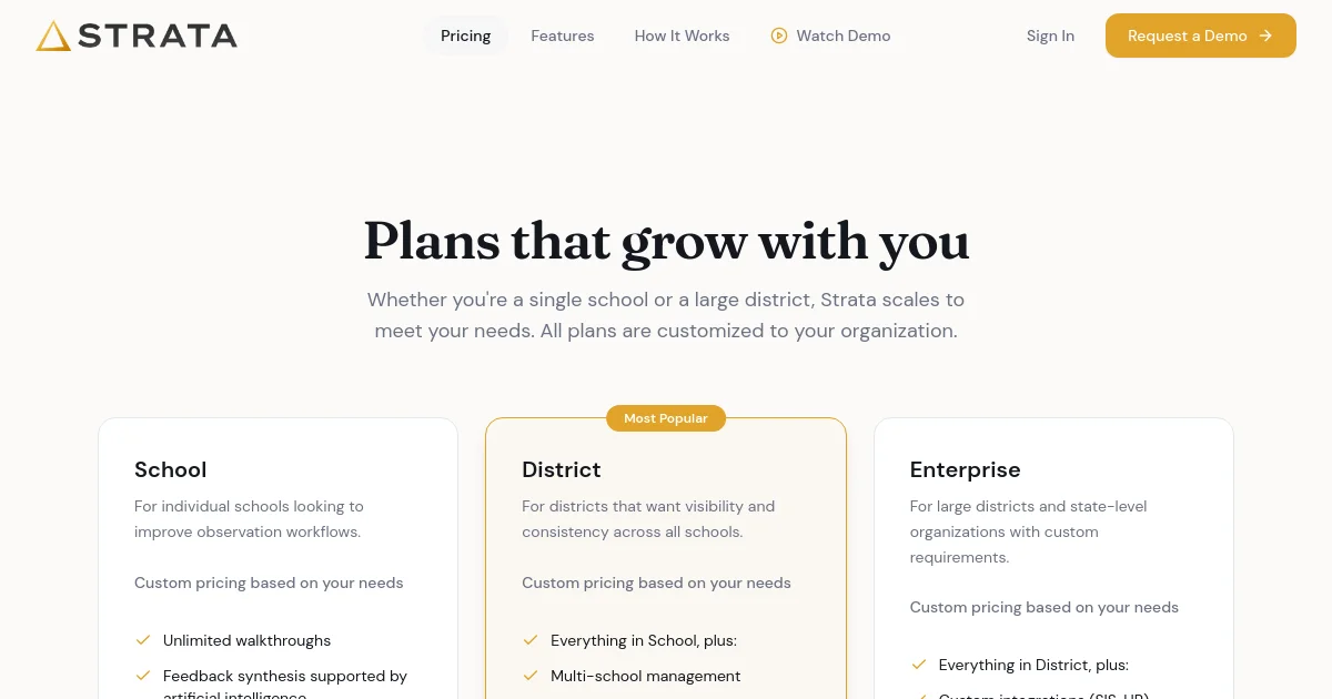 Stratainsight pricing page