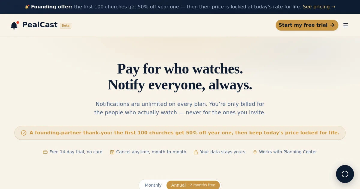 Pealcast pricing page