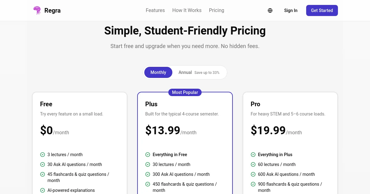 Regra pricing page