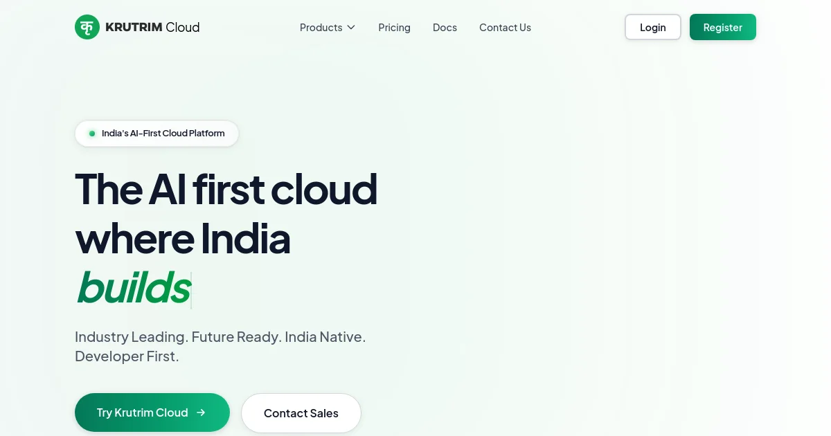 Krutrim pricing page