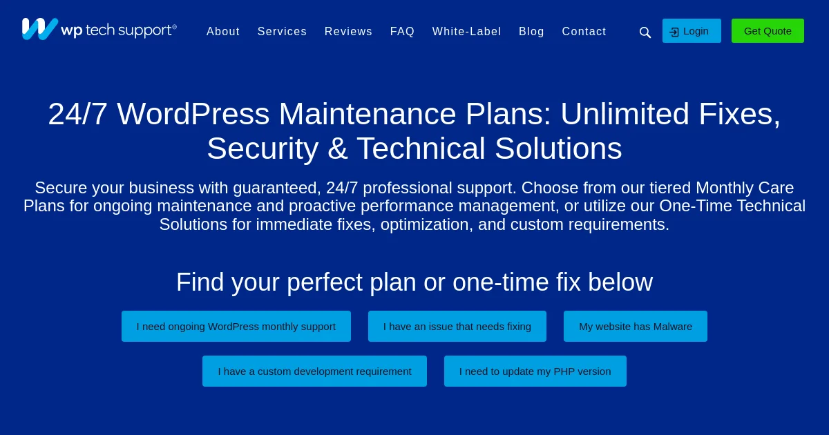WP Tech Support pricing page