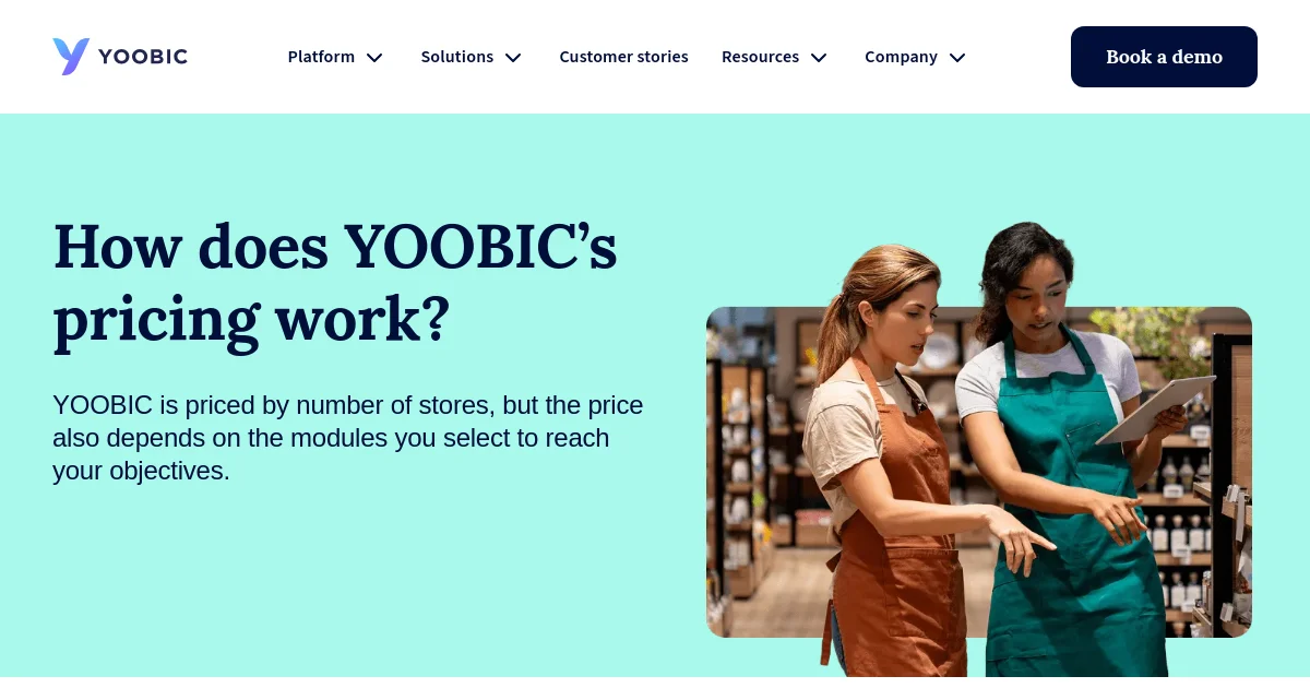 Yoobic pricing page